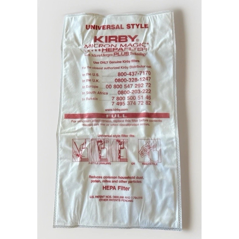 Genuine Kirby Micron Magic Micro Allergen Plus HEPA Vacuum Filter Bags Single Ba